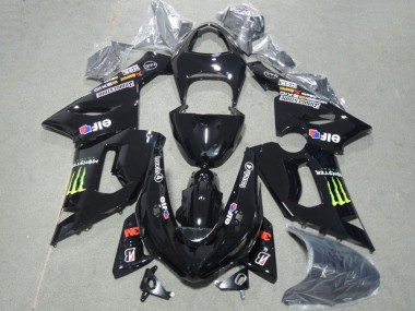 2005-2006 Kawasaki ZX6R Motorcycle Fairings - Glossy Black Green Monster