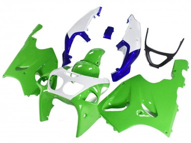 1996-2003 Kawasaki ZX7R Motorcycle Fairings - White Green Blue