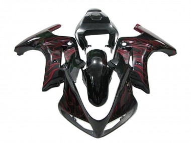2003-2013 Suzuki SV650 Motorcycle Fairings - Glossy Black Red Flame