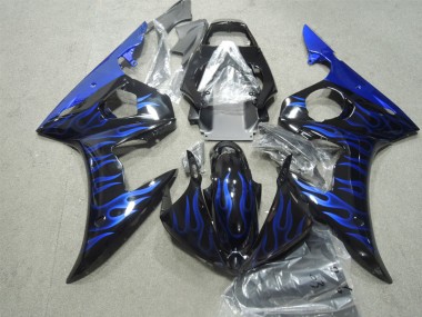 Black Blue Flame 03-05 Yamaha YZF R6 Motorcycle Fairing