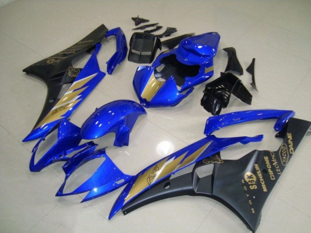 Black Blue with Gold Sticker 06-07 Yamaha YZF R6 Motorcycle Fairing