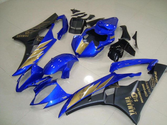 Black Blue with Gold Sticker 06-07 Yamaha YZF R6 Motorcycle Fairings