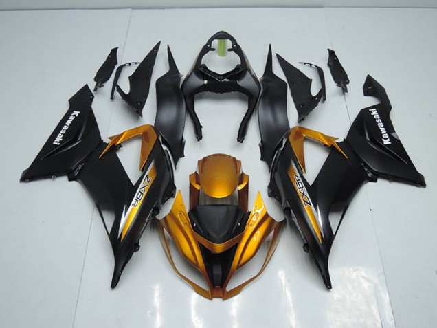 Black Gold 13-18 Kawasaki ZX6R Motorcycle Fairing Black Gold 13-18 Kawasaki ZX6R Motorcycle Fairing
