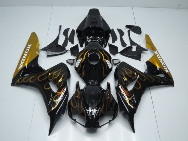 Black Gold Flame 06-07 Honda CBR1000RR Motorcycle Fairings