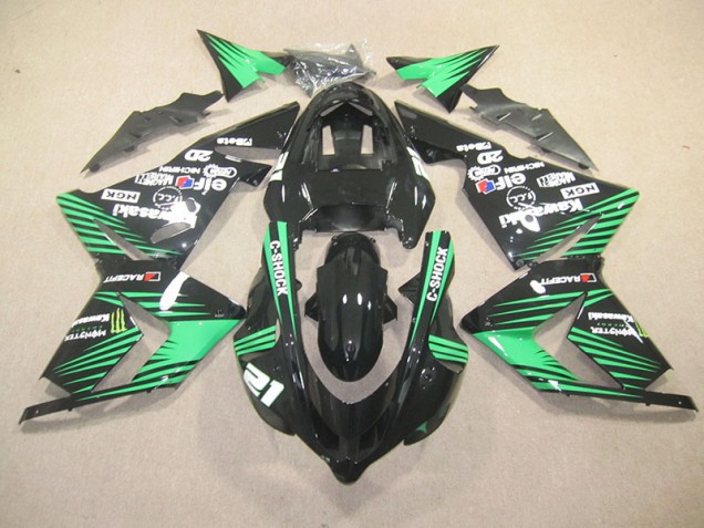 Black Green C-Shock Monster 03-05 Kawasaki ZX10R Motorcycle Fairings