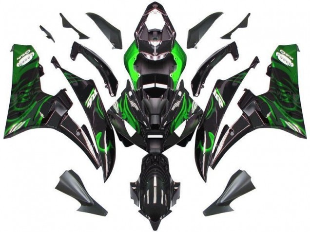 Black Green Flame 06-07 Yamaha YZF R6 Motorcycle Fairings
