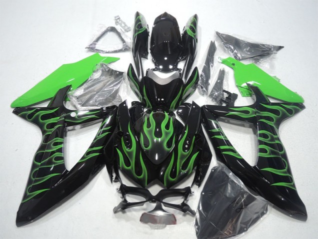 Black Green Flame 08-10 Suzuki GSXR 600 Motorcycle Fairings Black Green Flame 08-10 Suzuki GSXR 600 Motorcycle Fairings