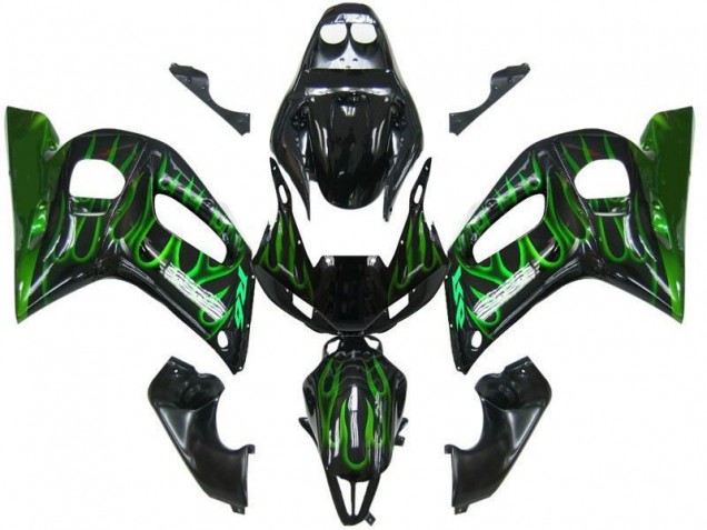 Black Green Flame 98-02 Yamaha YZF R6 Motorcycle Fairings Black Green Flame 98-02 Yamaha YZF R6 Motorcycle Fairings