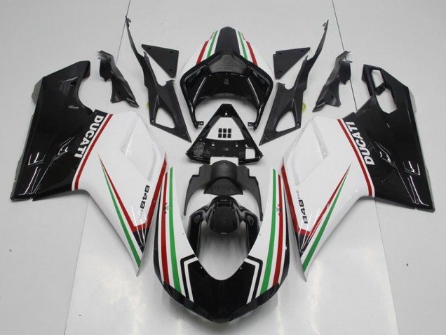 Black Green and White 07-14 Ducati 848 1098 1198 Motorcycle Fairings Black Green and White 07-14 Ducati 848 1098 1198 Motorcycle Fairings