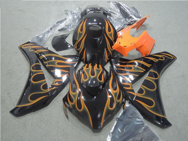 Black Orange Flame 08-11 Honda CBR1000RR Motorcycle Fairings Black Orange Flame 08-11 Honda CBR1000RR Motorcycle Fairings