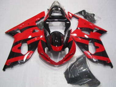 Black Red 01-03 Suzuki GSXR 750 Motorcycle Fairing