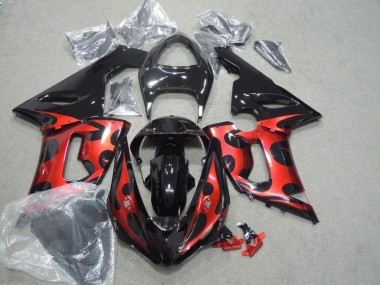 Black Red 05-06 Kawasaki ZX6R Motorcycle Fairings