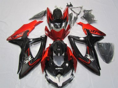 Black Red 07-08 Suzuki GSXR 1000 Motorcycle Fairing