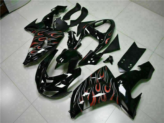 Black Red Flame 06-07 Kawasaki ZX10R Motorcycle Fairing Black Red Flame 06-07 Kawasaki ZX10R Motorcycle Fairing