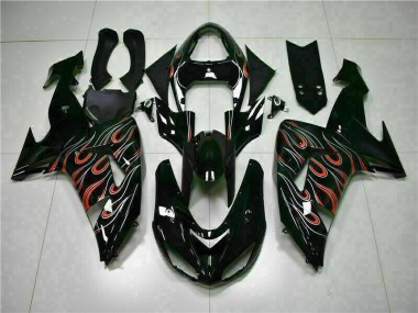 Black Red Flame 06-07 Kawasaki ZX10R Motorcycle Fairing