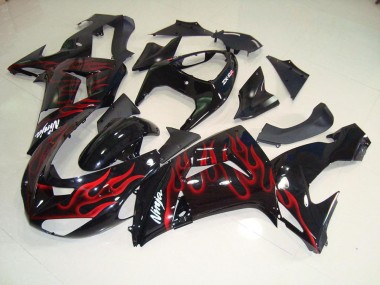 Black Red Flame 06-07 Kawasaki ZX10R Motorcycle Fairings
