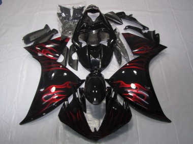 Black Red Flame 09-11 Yamaha YZF R1 Motorcycle Fairings