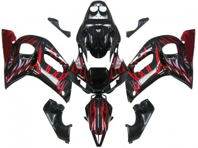 Black Red Flame 98-02 Yamaha YZF R6 Motorcycle Fairings Black Red Flame 98-02 Yamaha YZF R6 Motorcycle Fairings