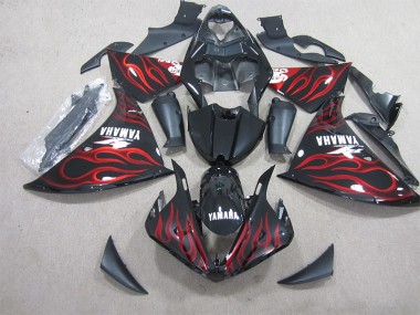 Black Red Flame White Decal 09-11 Yamaha YZF R1 Motorcycle Fairings