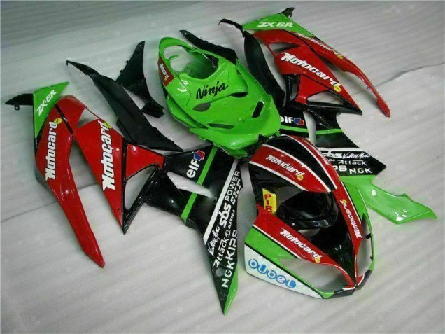 Black Red Green Motocard 09-12 Kawasaki ZX6R Motorcycle Fairings Black Red Green Motocard 09-12 Kawasaki ZX6R Motorcycle Fairings
