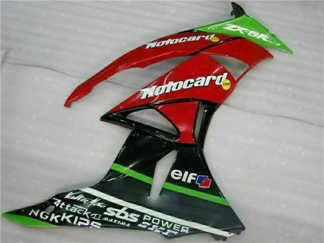 Black Red Green Motocard 09-12 Kawasaki ZX6R Motorcycle Fairings Black Red Green Motocard 09-12 Kawasaki ZX6R Motorcycle Fairings