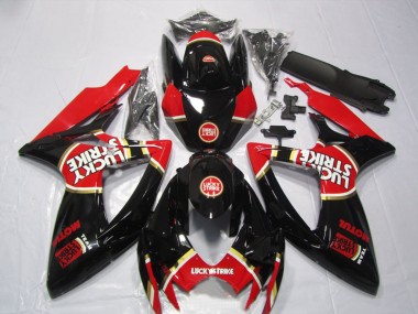 Black Red Lucky Strike Motul 06-07 Suzuki GSXR 600 Motorcycle Fairings