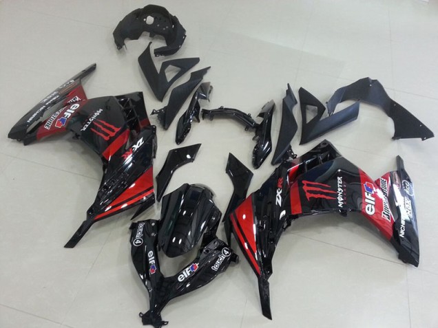 Black Red Monster 13-16 Kawasaki ZX300R Motorcycle Fairings