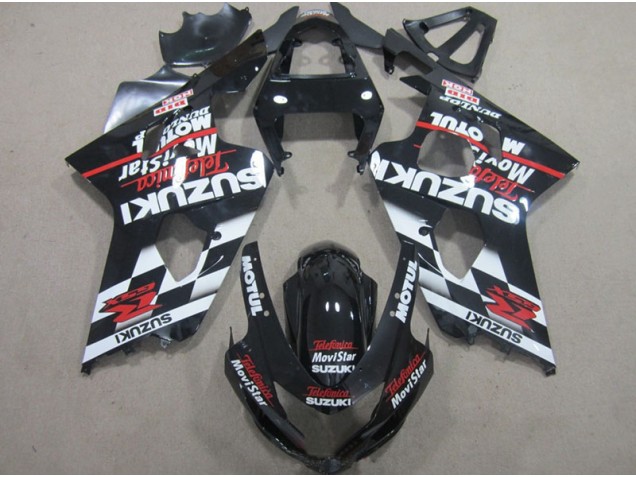 Black Red Telefumia Movistar 04-05 Suzuki GSXR 600 Motorcycle Fairings