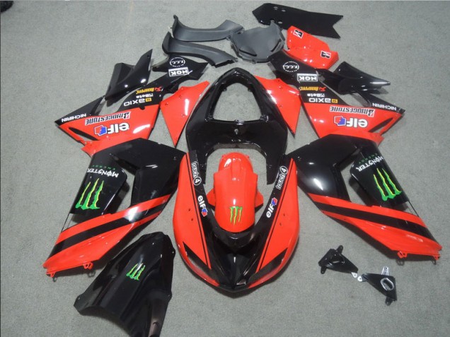 Black Red Touch4 Monster 06-07 Kawasaki ZX10R Motorcycle Fairings