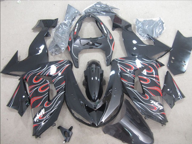 Black Red White Flame Ninja 06-07 Kawasaki ZX10R Motorcycle Fairings Black Red White Flame Ninja 06-07 Kawasaki ZX10R Motorcycle Fairings