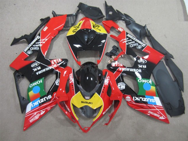 Black Red Yellow Jomo 06-07 Suzuki GSXR 600 Motorcycle Fairings Black Red Yellow Jomo 06-07 Suzuki GSXR 600 Motorcycle Fairings