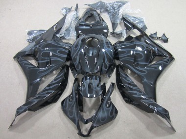 Black Silver Flame 09-12 Honda CBR600RR Motorcycle Fairings