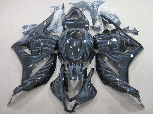 Black Silver Flame 09-12 Honda CBR600RR Motorcycle Fairings