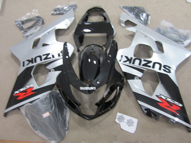 Black White 04-05 Suzuki GSXR 750 Motorcycle Fairings