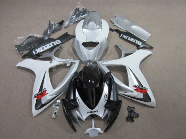 Black White 06-07 Suzuki GSXR 600 Motorcycle Fairings