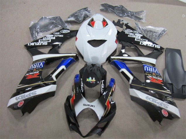Black White Blue 07-08 Suzuki GSXR 1000 Motorcycle Fairings