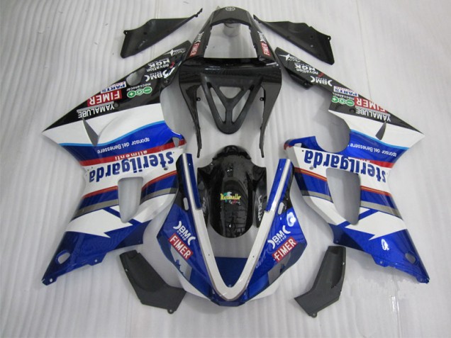 Black White Blue Santander 00-01 Yamaha YZF R1 Motorcycle Fairings Black White Blue Santander 00-01 Yamaha YZF R1 Motorcycle Fairings
