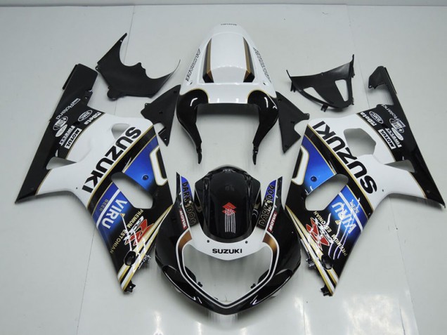 Black White Blue Viru 01-03 Suzuki GSXR 750 Motorcycle Fairings Black White Blue Viru 01-03 Suzuki GSXR 750 Motorcycle Fairings