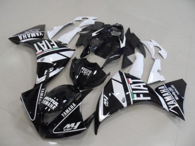 Black White Fiat 09-11 Yamaha YZF R1 Motorcycle Fairing