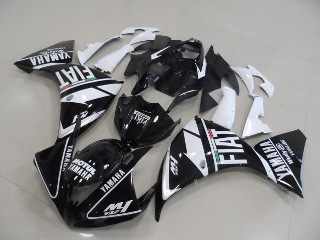 Black White Fiat 09-11 Yamaha YZF R1 Motorcycle Fairing