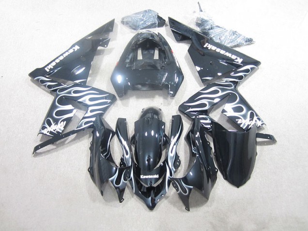 Black White Flame 03-05 Kawasaki ZX10R Motorcycle Fairings Black White Flame 03-05 Kawasaki ZX10R Motorcycle Fairings