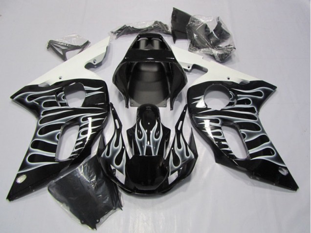 Black White Flame 98-02 Yamaha YZF R6 Motorcycle Fairings Black White Flame 98-02 Yamaha YZF R6 Motorcycle Fairings