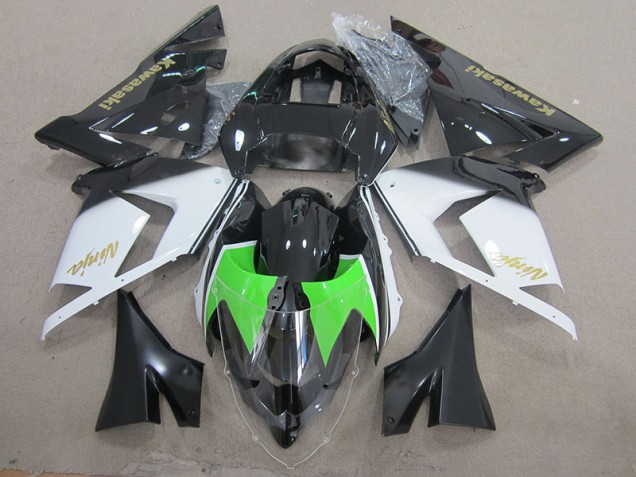 Black White Gold Ninja 03-05 Kawasaki ZX10R Motorcycle Fairings