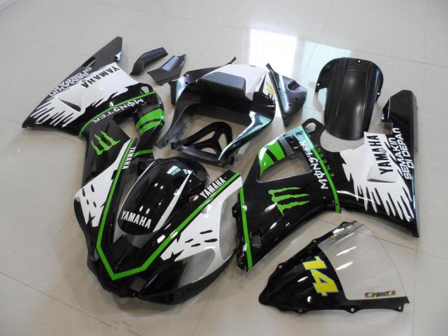 Black White Green Monster 00-01 Yamaha YZF R1 Motorcycle Fairings Black White Green Monster 00-01 Yamaha YZF R1 Motorcycle Fairings