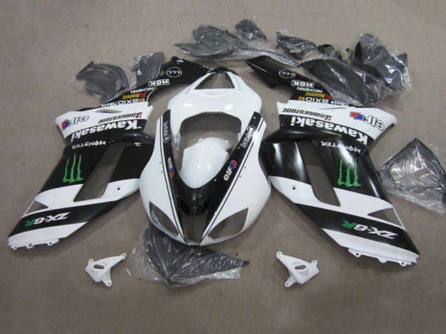 Black White Monster 07-08 Kawasaki ZX6R Motorcycle Fairings Black White Monster 07-08 Kawasaki ZX6R Motorcycle Fairings