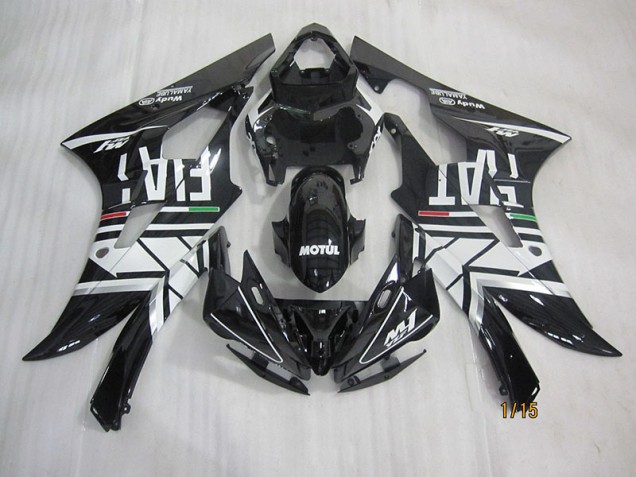Black White Motul Fiat 06-07 Yamaha YZF R6 Motorcycle Fairings Black White Motul Fiat 06-07 Yamaha YZF R6 Motorcycle Fairings