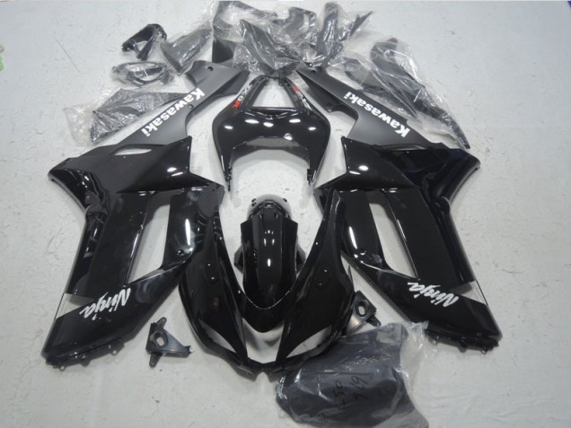 Black White Ninja 07-08 Kawasaki ZX6R Motorcycle Fairings