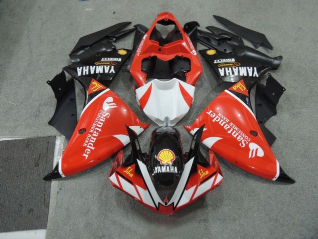 Black White Santander Red 09-11 Yamaha YZF R1 Motorcycle Fairings Black White Santander Red 09-11 Yamaha YZF R1 Motorcycle Fairings