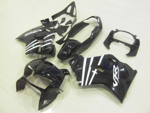 Black White Stripe 98-01 Honda VFR800 Motorcycle Fairings Black White Stripe 98-01 Honda VFR800 Motorcycle Fairings