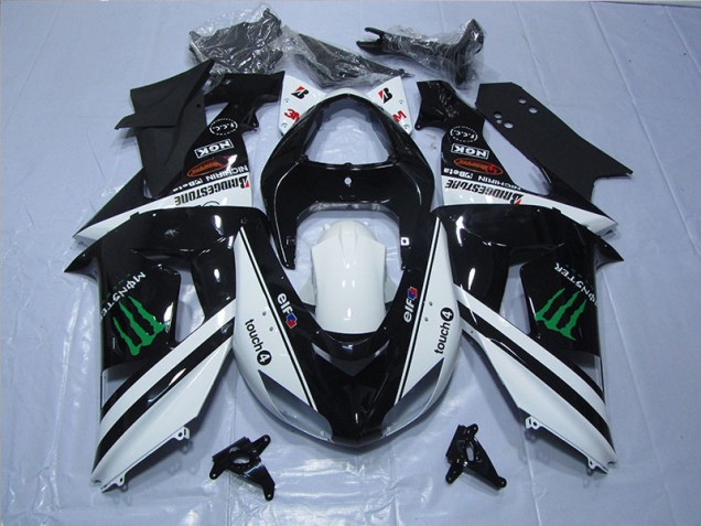 Black White Touch4 Monster 06-07 Kawasaki ZX10R Motorcycle Fairings Black White Touch4 Monster 06-07 Kawasaki ZX10R Motorcycle Fairings
